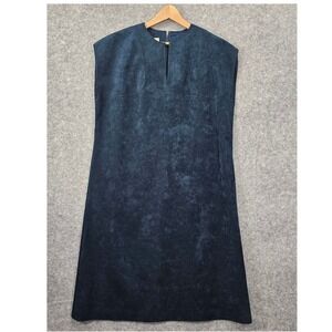 Vintage 70s Shift Dress XL 16 ABE SCHRADER Navy Ultra Suede Mod Party Union‎ USA